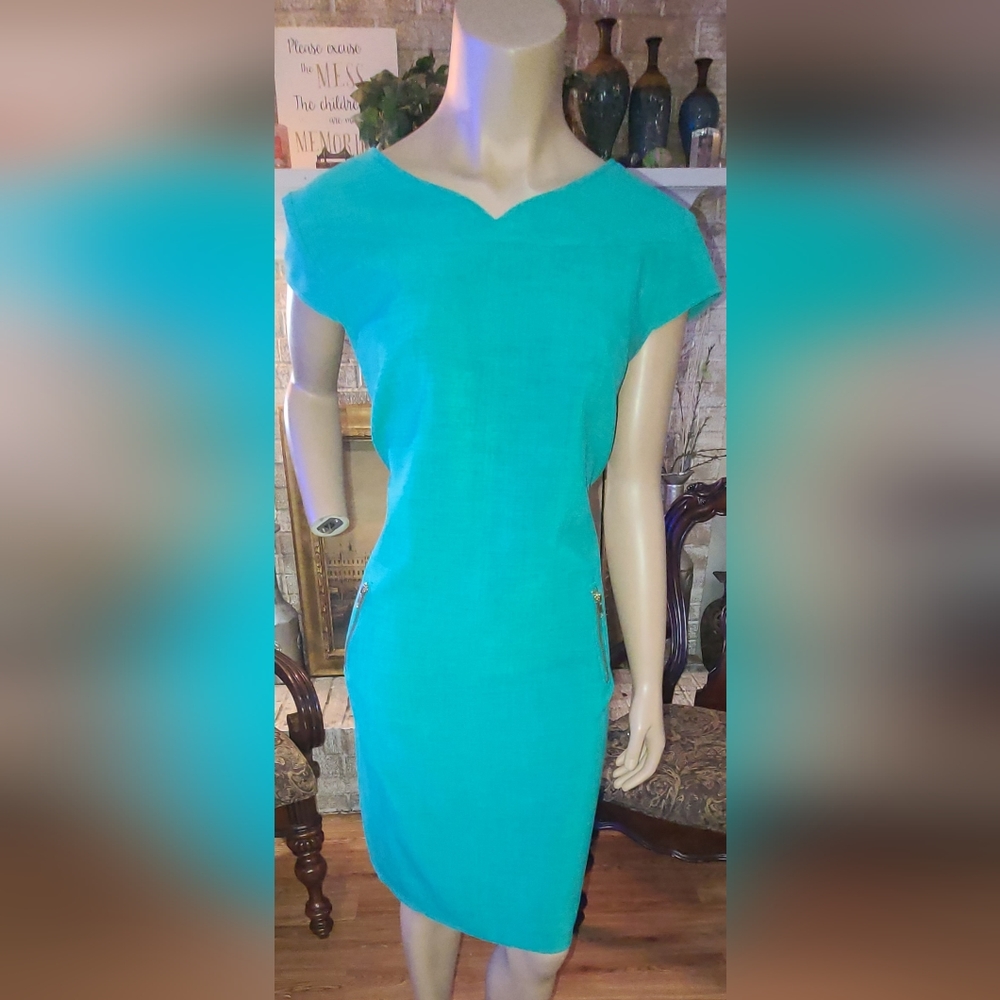 SIZE 14 TEAL GREEN DRESS
